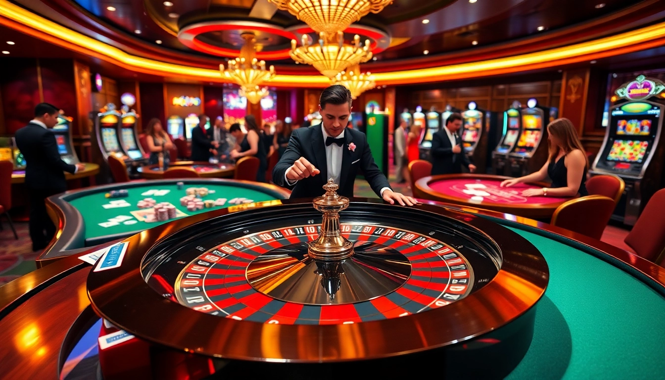 ku win at a vibrant casino scene featuring roulette and poker excitement