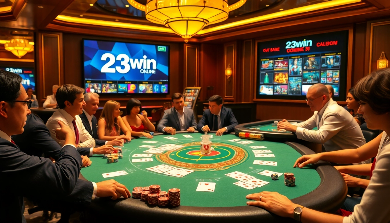 Experience high-stakes poker excitement at 23win's vibrant casino gaming tables.