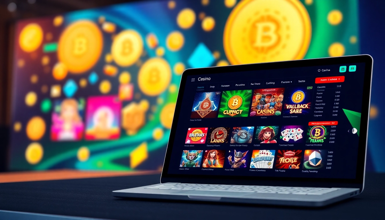Jouez au casino crypto en ligne avec une interface dynamique et colorée.