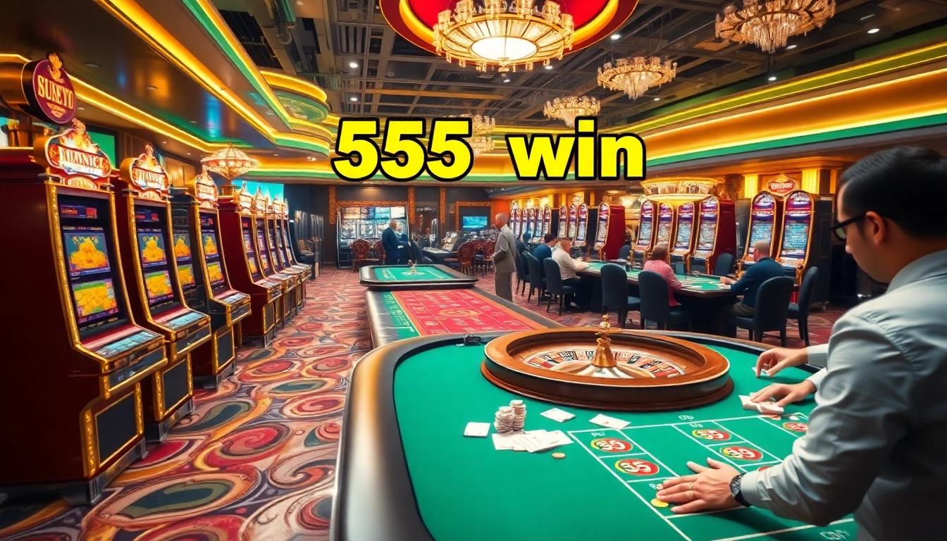 Experience the excitement of 555 win at a luxurious casino with vibrant gaming activities.