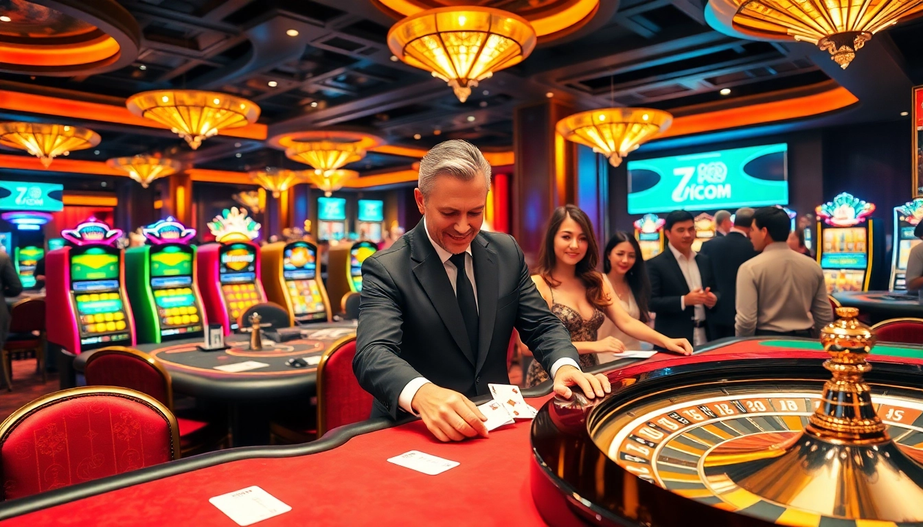 Exciting scene of poker action at 78WINCOM casino with players engaged in high-stakes gameplay.