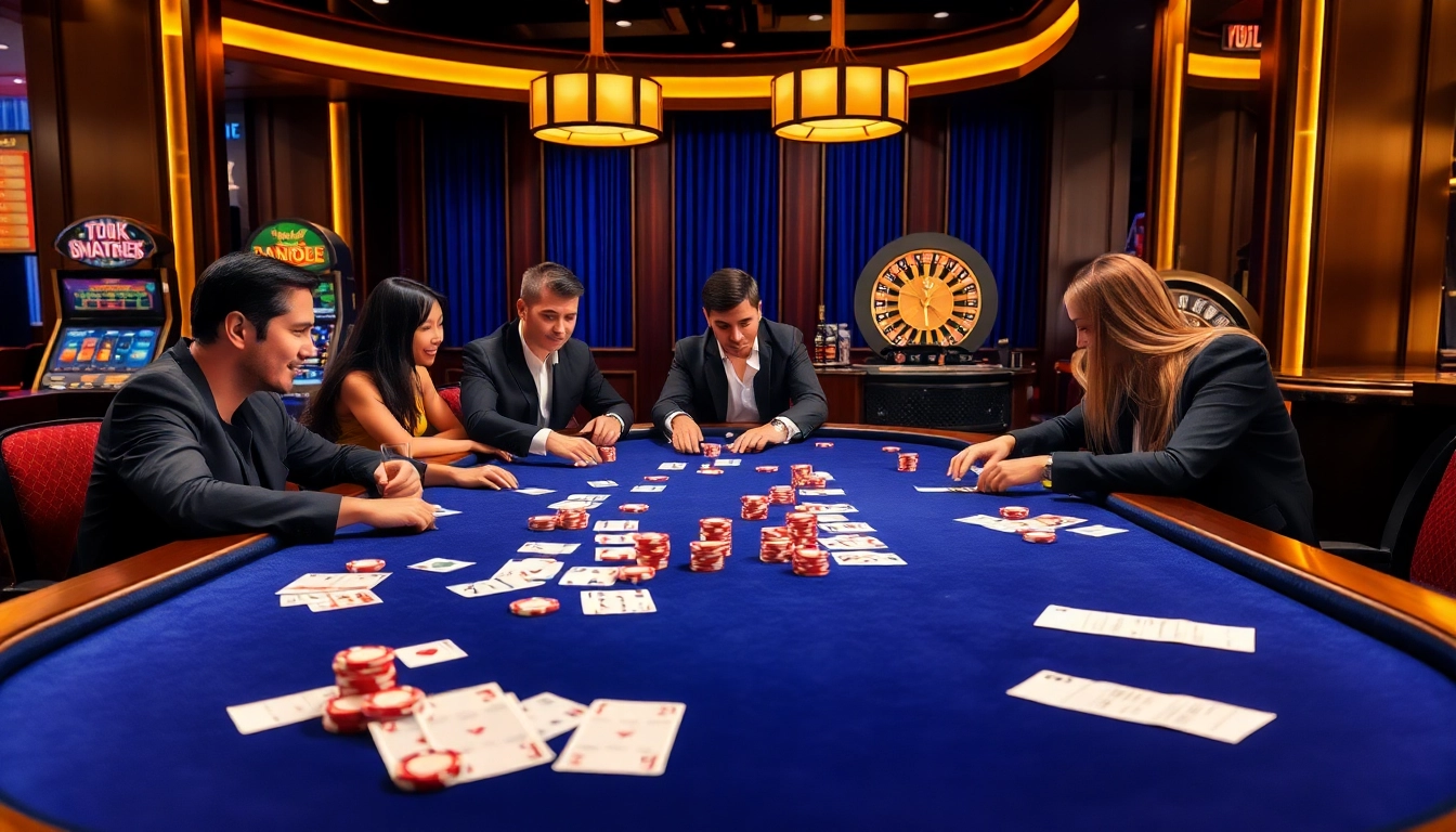 KBBET tài xỉu table with vibrant betting slips and engaged players experiencing excitement.