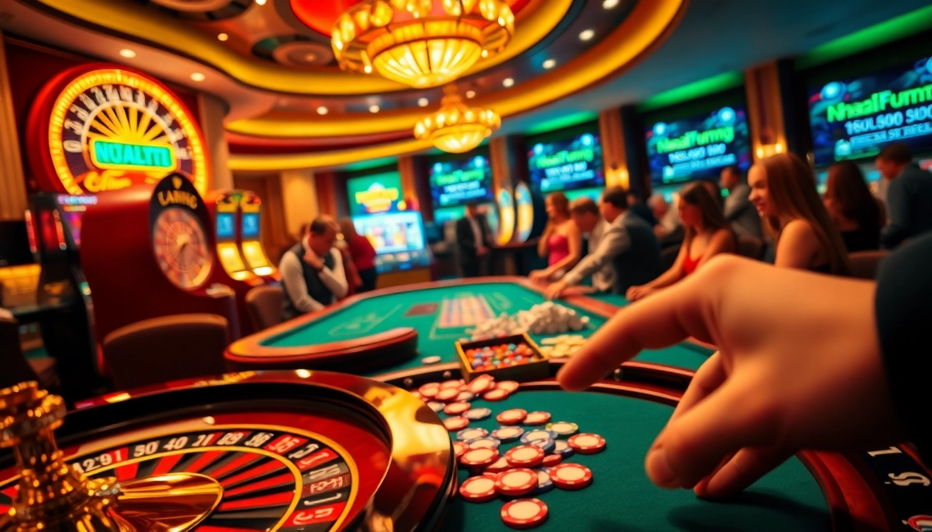 Experience top-tier betting at nhacaiuytinvl.com with an engaging casino atmosphere featuring roulette and poker action.