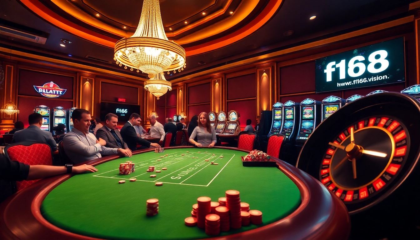 Experience thrilling gameplay at https://f168.vision/ with players engaging at a luxurious casino table.